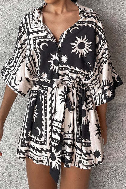 Boho Print Self-Tie Romper