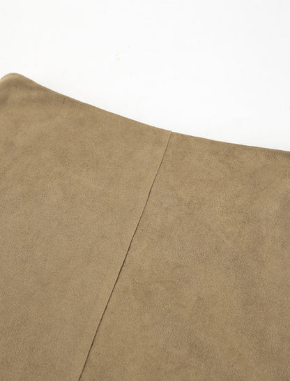 Midi Skirt with Soft Suede Texture