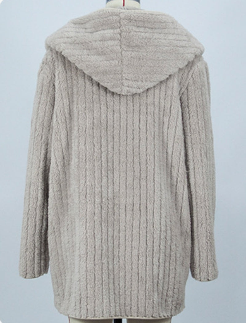 Ribbed Knit Open-Front Cardigan