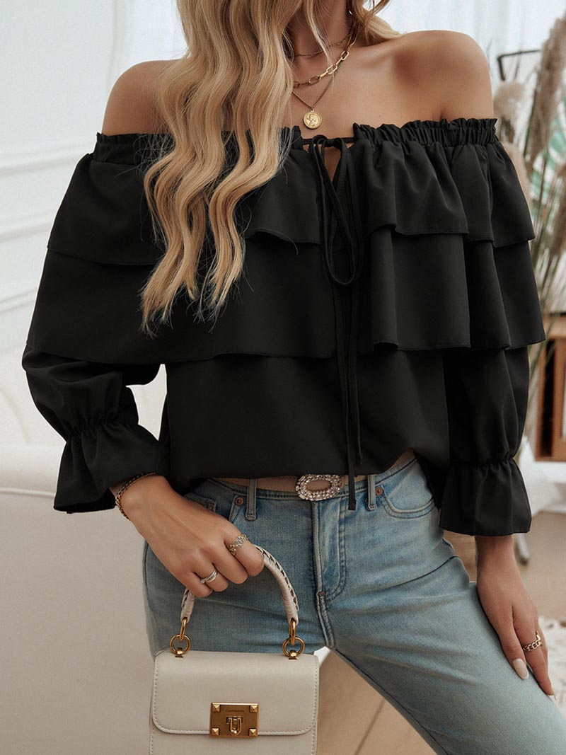 Off-the-Shoulder Ruffle Layered Top