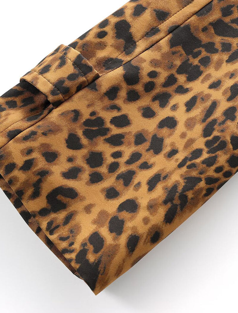 Animal Print Long Sleeve Trench Coat