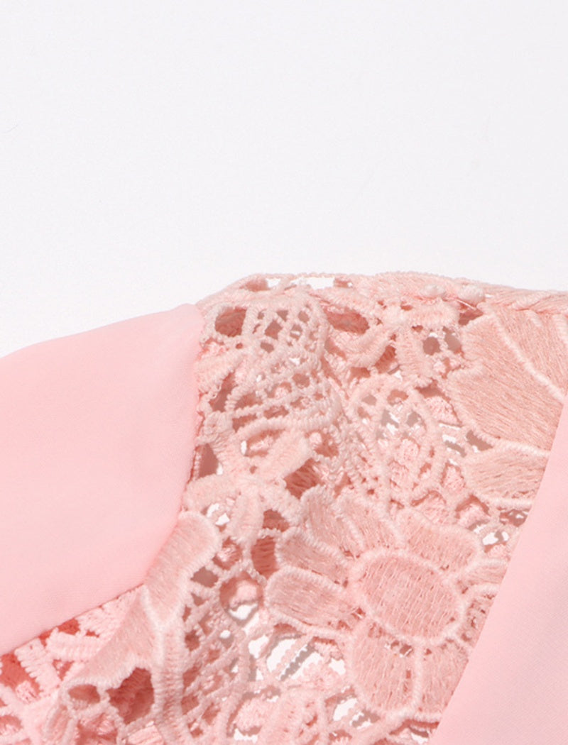 Lace-Trimmed Flowing Gown