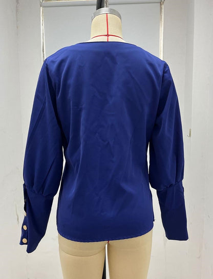 Buttoned Satin Blouse with Cuff Details