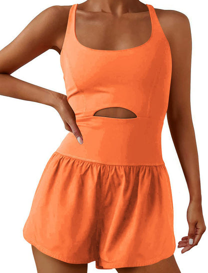 Cutout Cross-Back Vest Romper