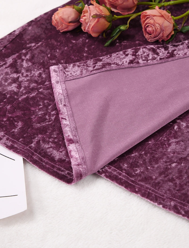 Velvet Lace Trim Robe and Nightgown Set