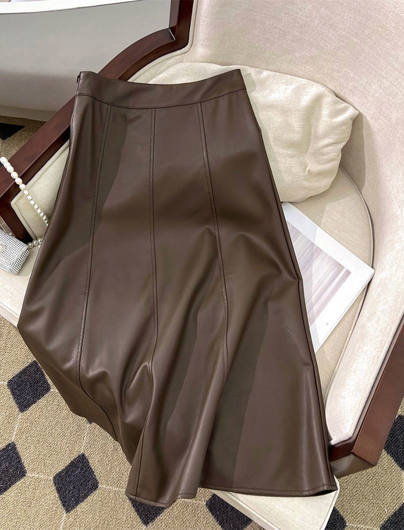 High-Waisted Pleated A-Line Skirt