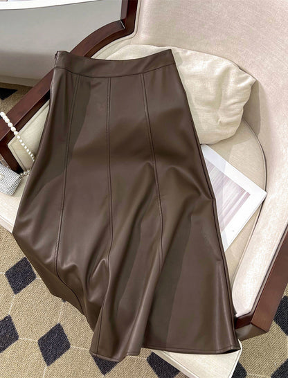 High-Waisted Pleated A-Line Skirt