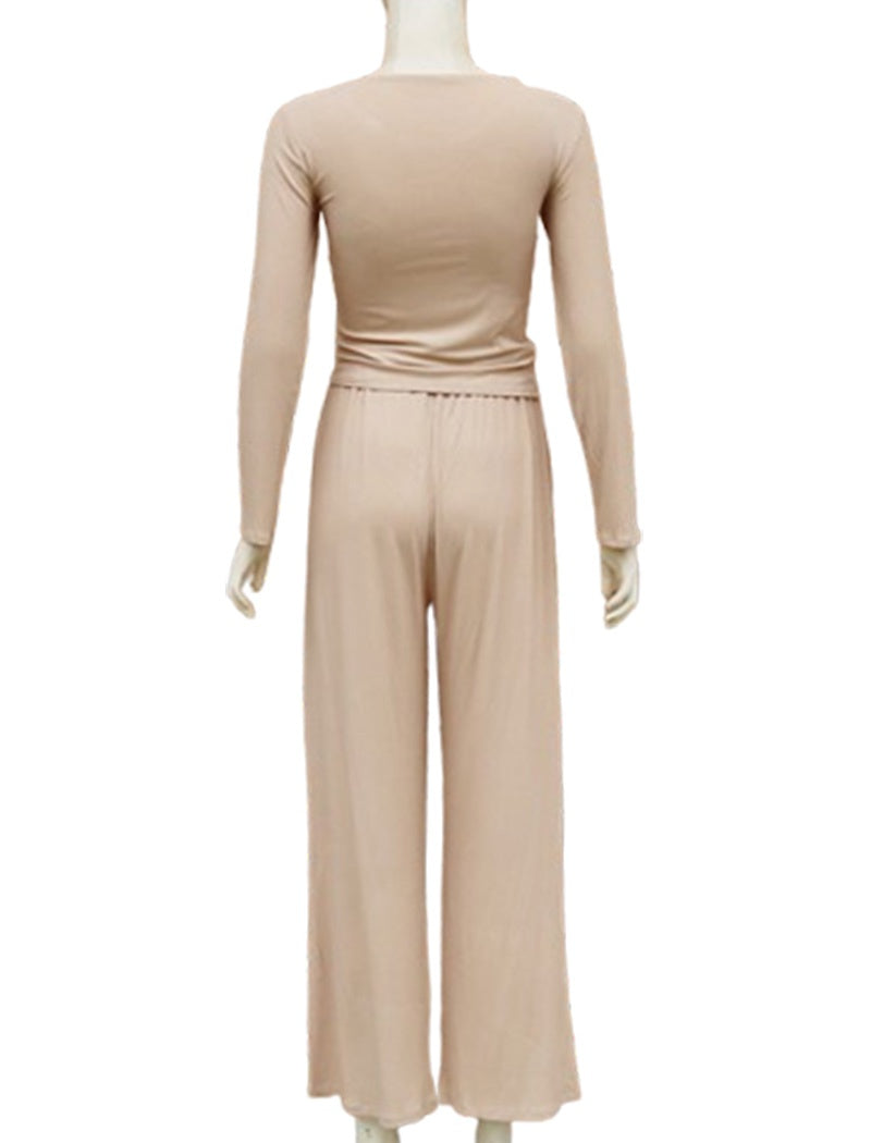 Ribbed Wide-Leg Lounge Set