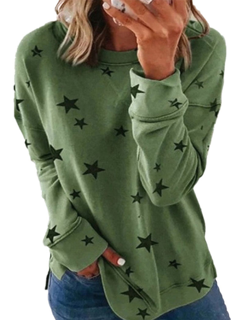 Star Print Oversized Pullover Top