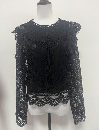 Long Sleeve Lace Top with Ruffle Detail