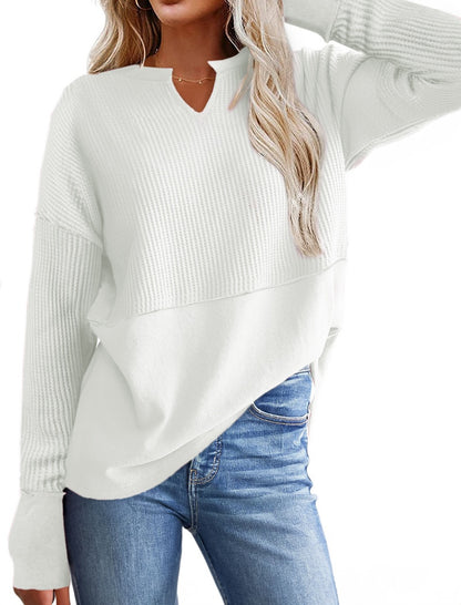 Long Sleeve Colorblock Loose Top