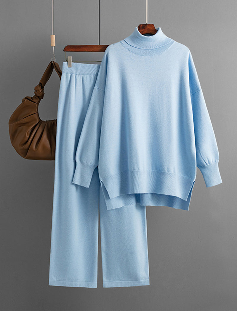 Oversized Turtleneck Sweater and Wide-Leg Pants Set