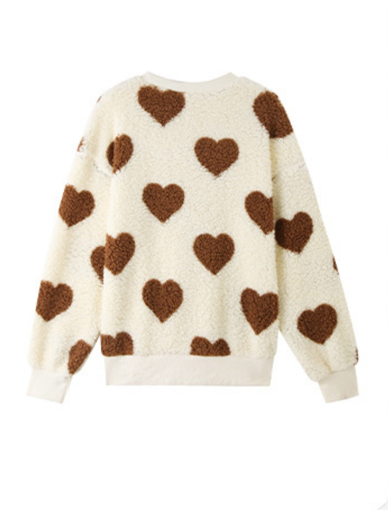 Heart-Print Fuzzy Top