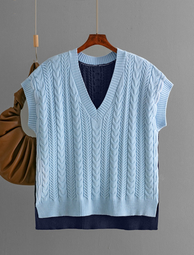 Cable Knit V-Neck Vest