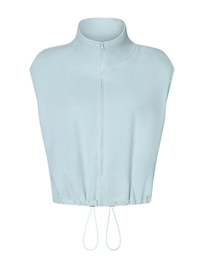 Drawstring High Neck Cropped Vest