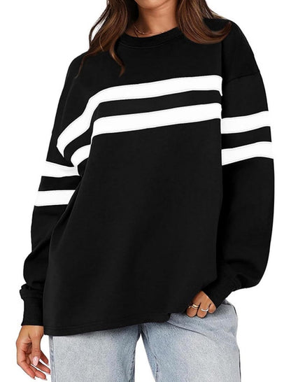 Casual Striped Patchwork Pullover