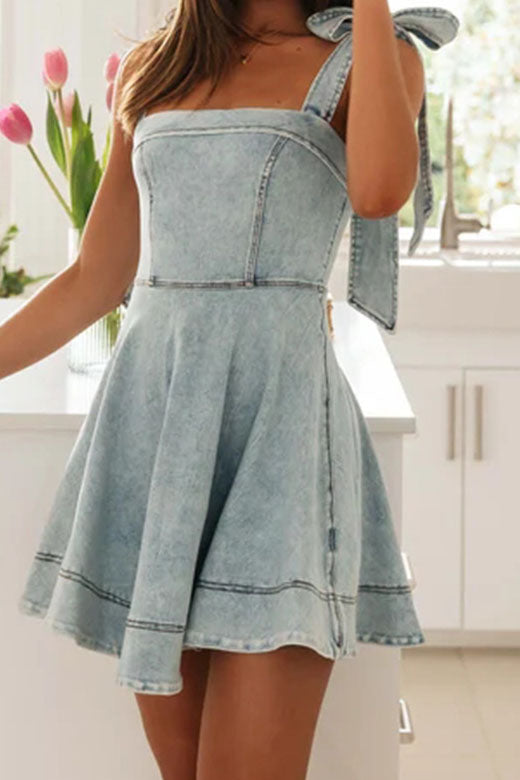 Bow Tie Denim Dress