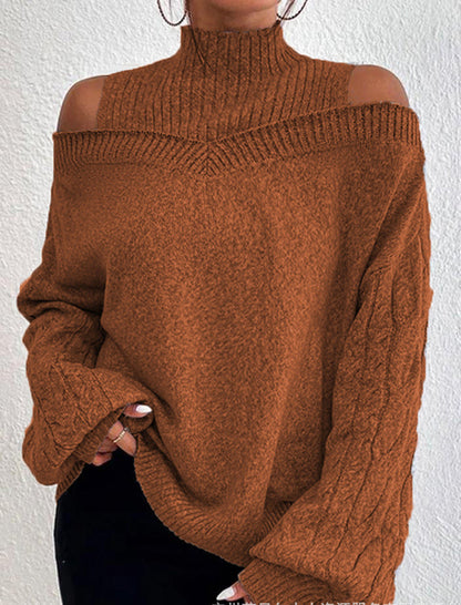 Cold Shoulder Turtleneck Sweater