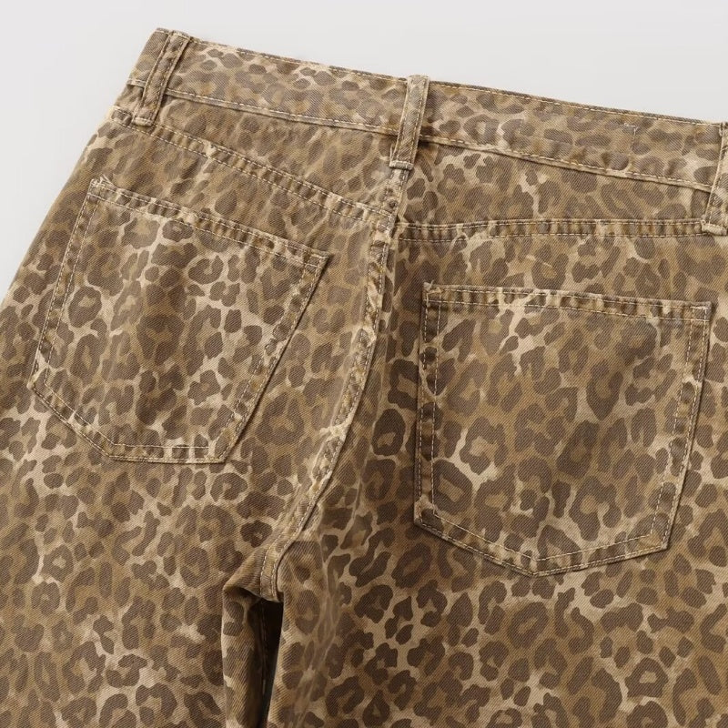 Animal Print Straight-Leg Pants