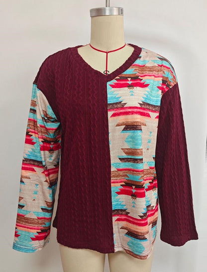 Color-Blocked Printed Sweater