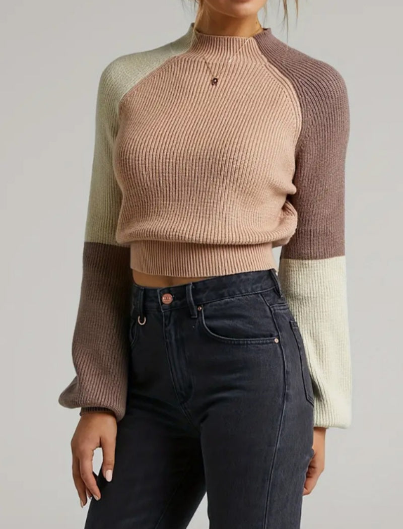 Colorblock Bell Sleeve Sweater