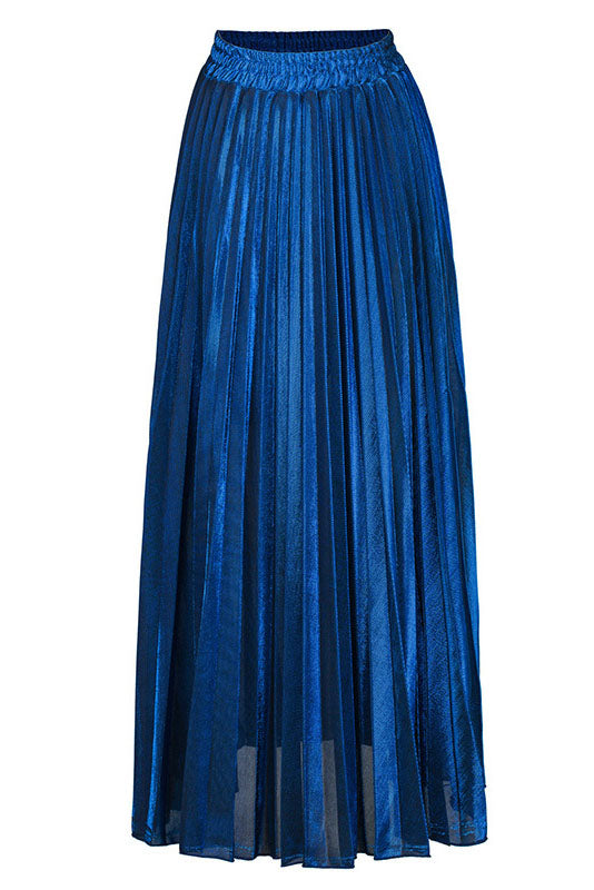 Metallic Pleated Maxi Skirt