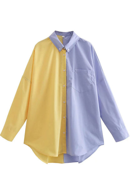 Colorblock Button-Front Shirt