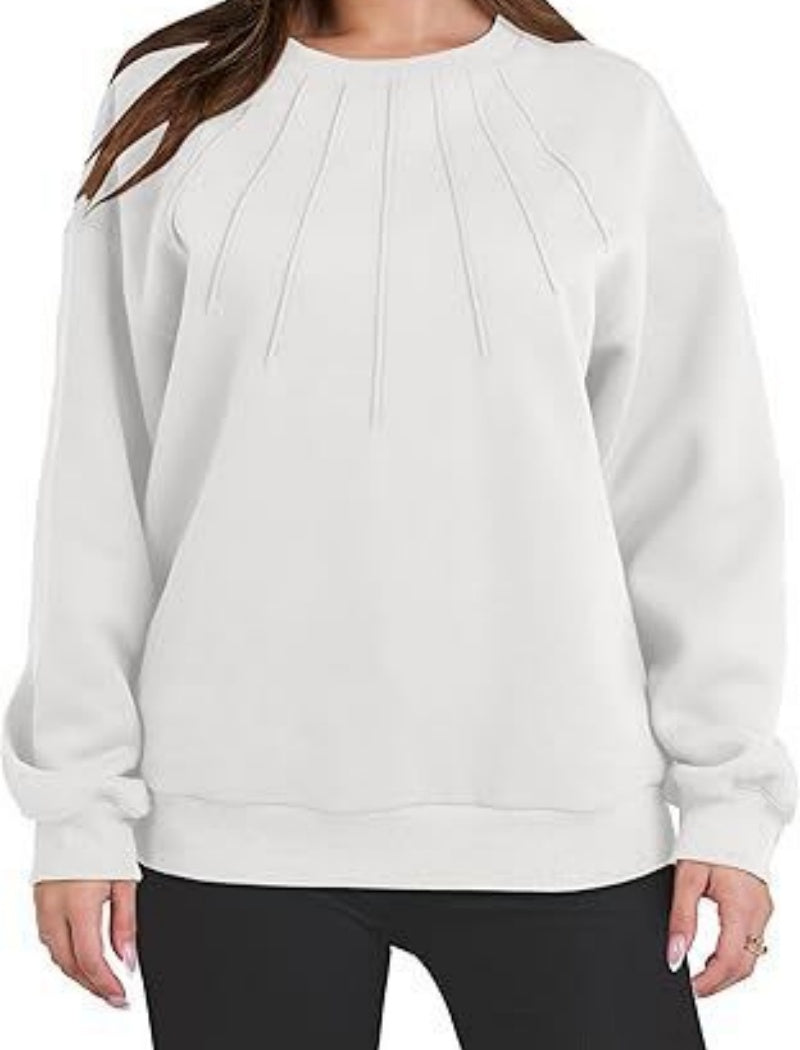 Pleated Detail Crewneck Top