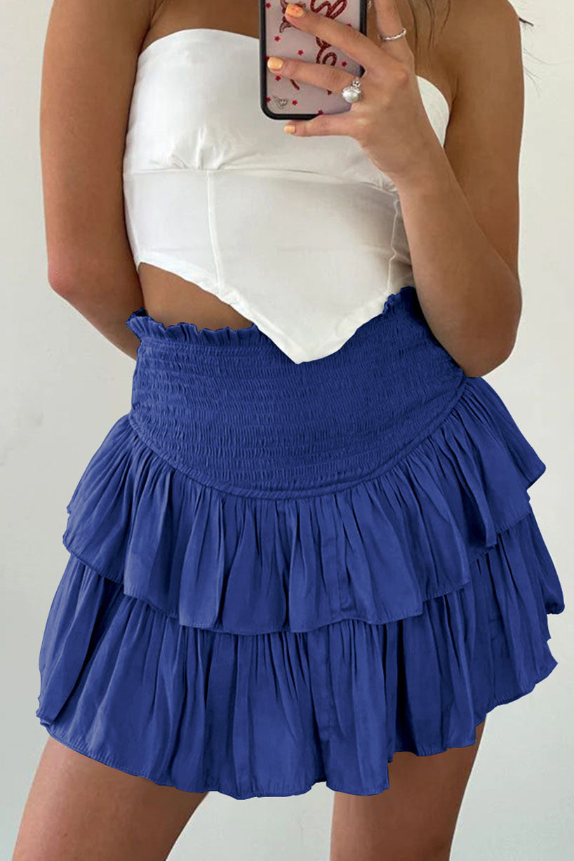 Smocked Ruffle Mini Skirt