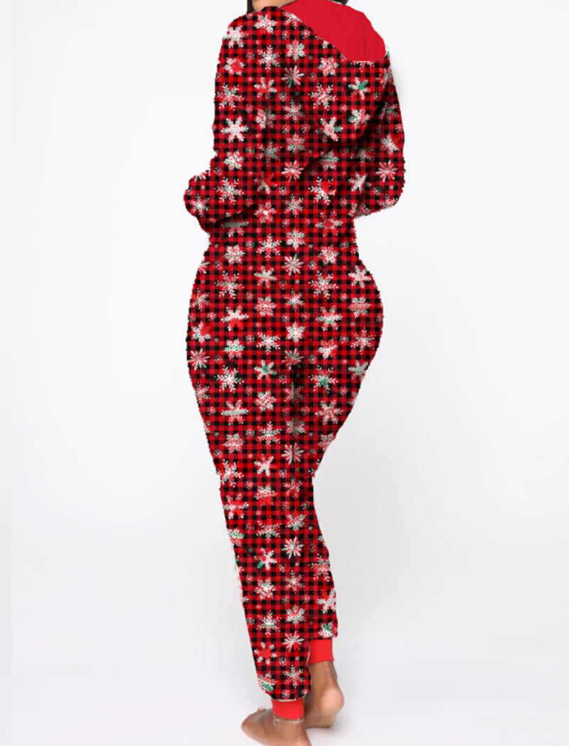Festive Printed Hooded Jumpsuits