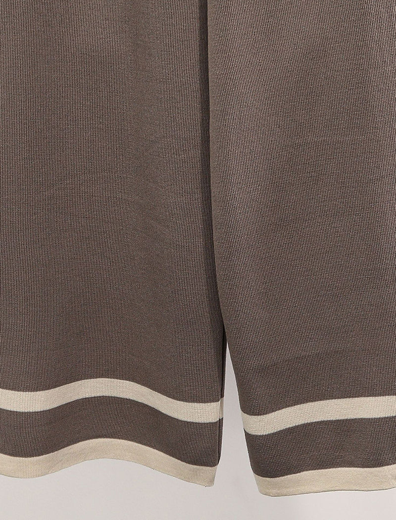 Color-Block Knit Sweater and High-Waisted Wide-Leg Pants Set