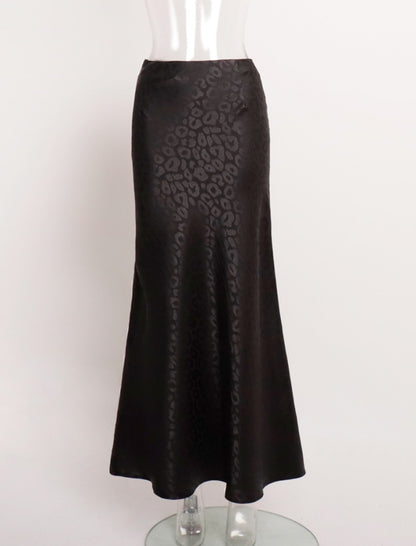 Satin Leopard Print Maxi Skirt
