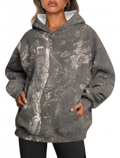Oversized Camo Print Hoodie