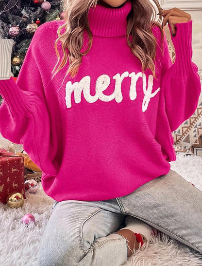 Oversized &quot;Merry&quot; Turtleneck Sweater