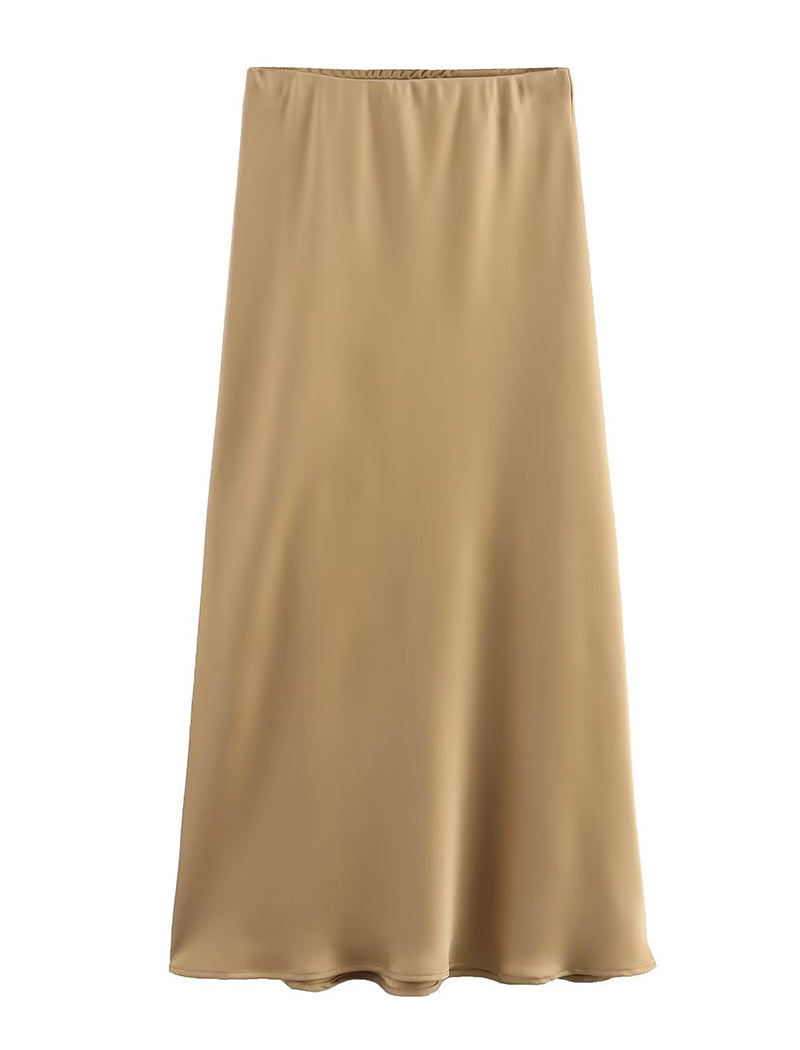 Flowy Satin Midi Skirt