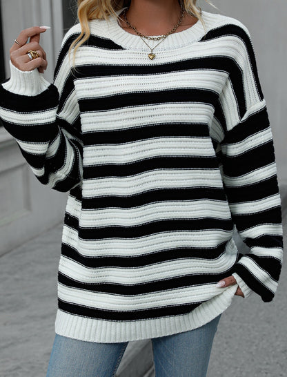 Stripe Crew-neck Pullover Sweater