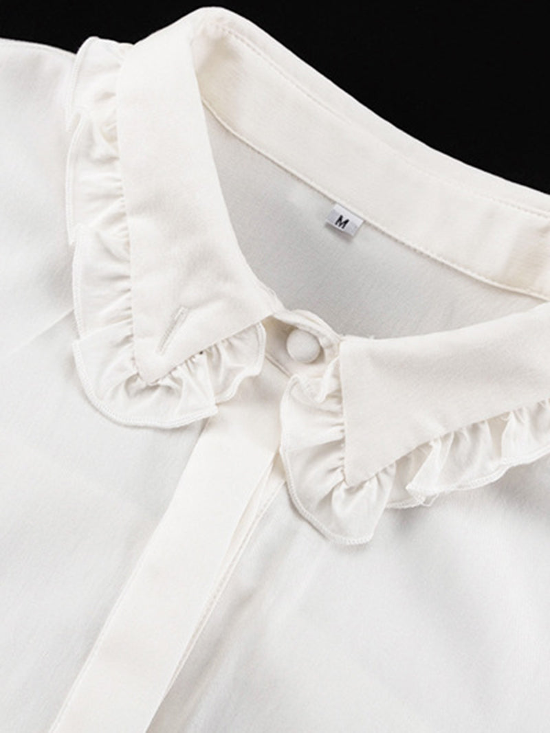 Ruffled Trim Button-Front Shirt