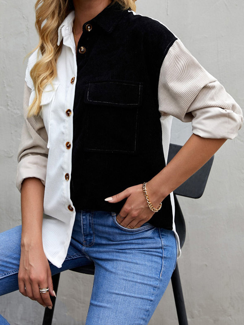 Button-Up Colorblock Shirt