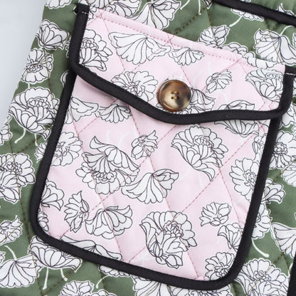 Quilted Floral Contrast Pocket Jacket