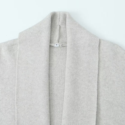 Collared Open-Front Knit Cardigan