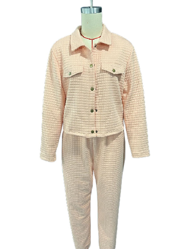 Waffle Textured Two-Piece Jogger Set