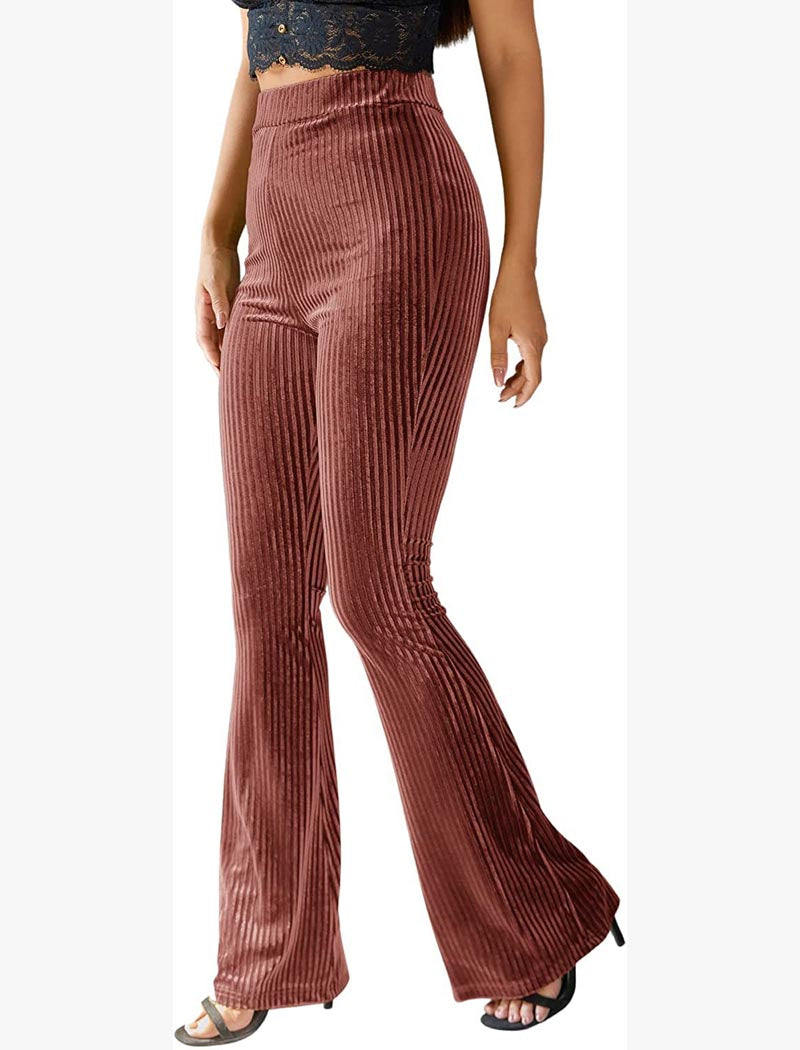 Velvet High-Waist Flared Pants