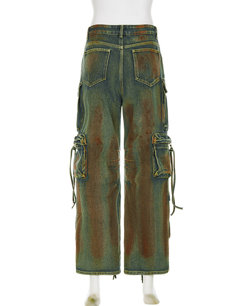 Loose-Fit Cargo Denim Pants