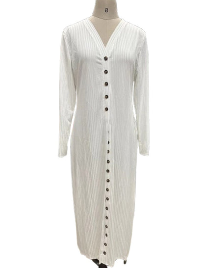 Ribbed Button-Up Longline Cardigan