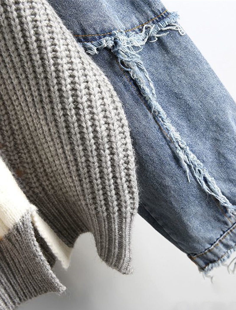 Patchwork Distressed Sweater