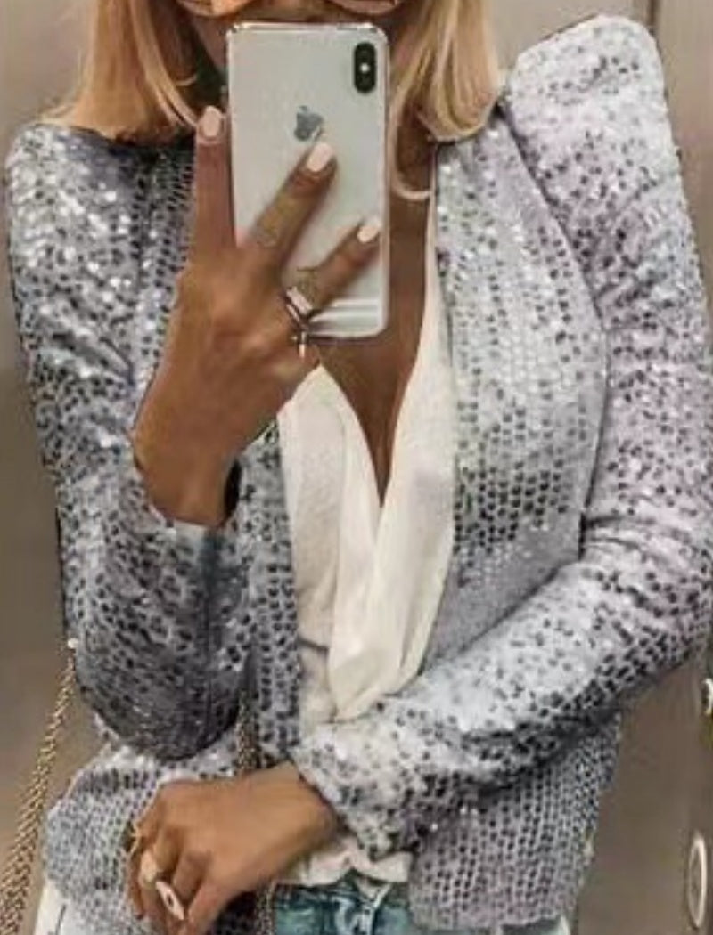 Sequin Embellished Open Jacket