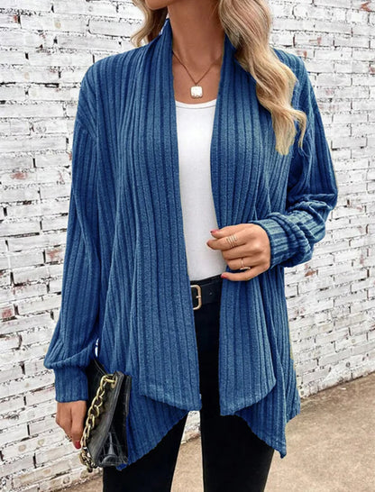 Ribbed Open-Front Cardigan