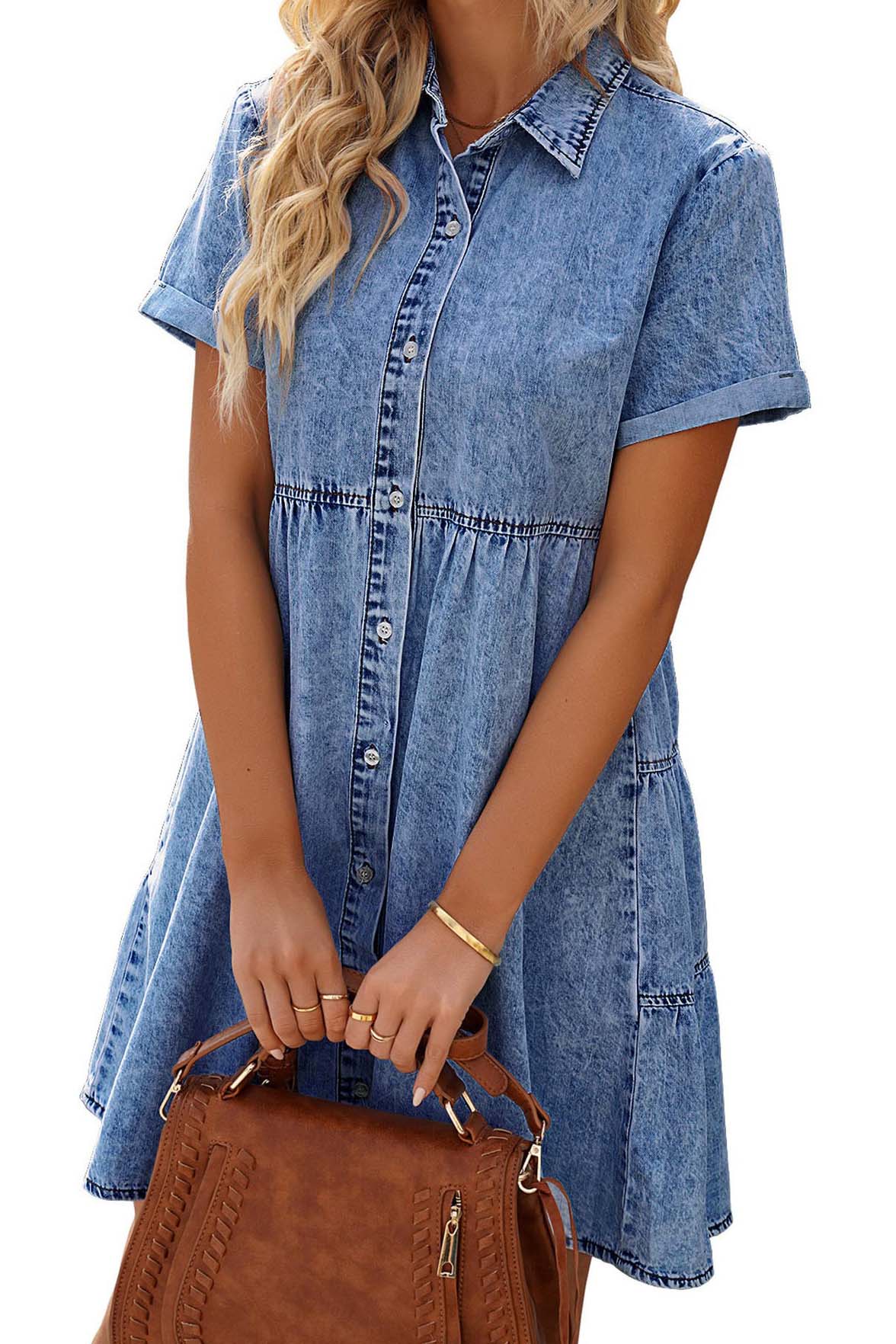 Button-Up Denim Mini Dress