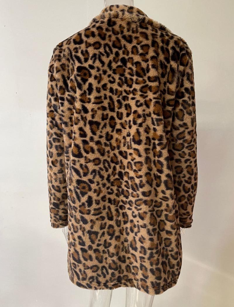 Leopard Print Faux Fur Coat