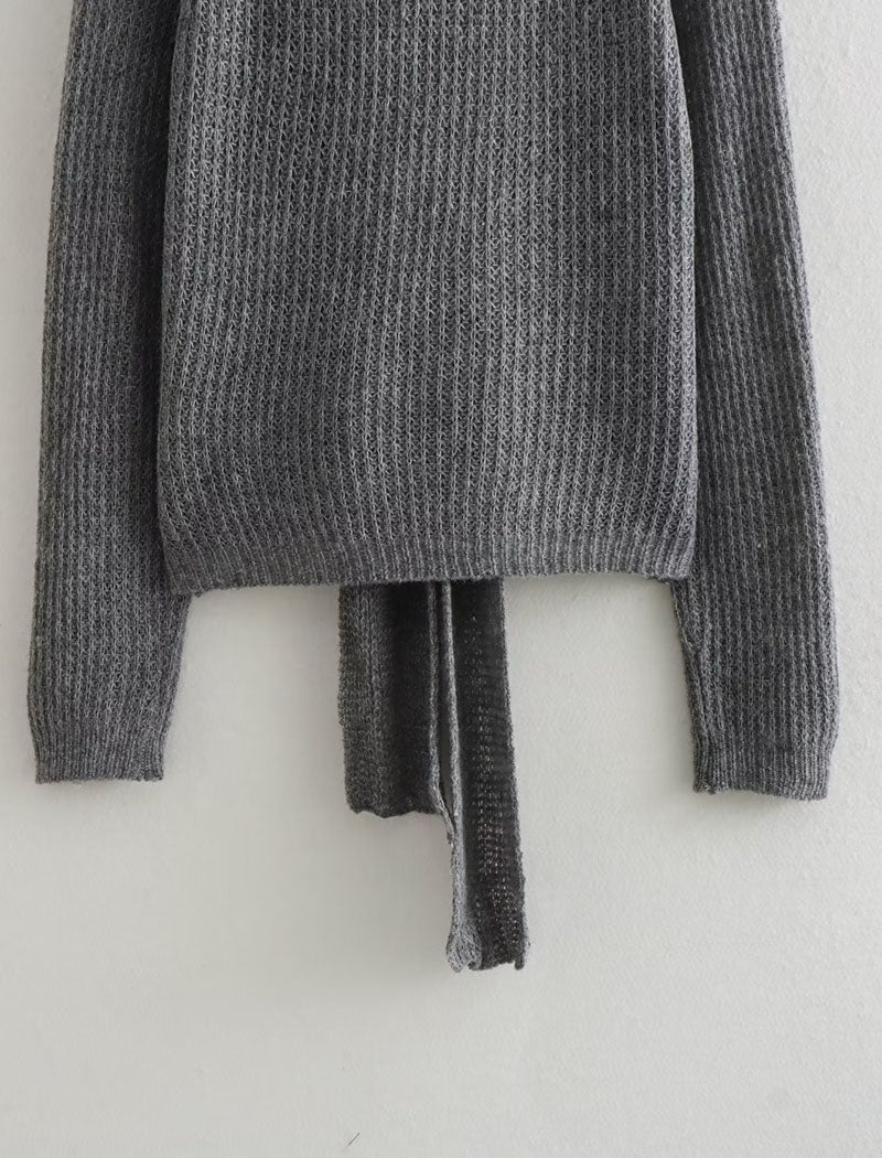 Bow Detail Knit Long Sleeve Top